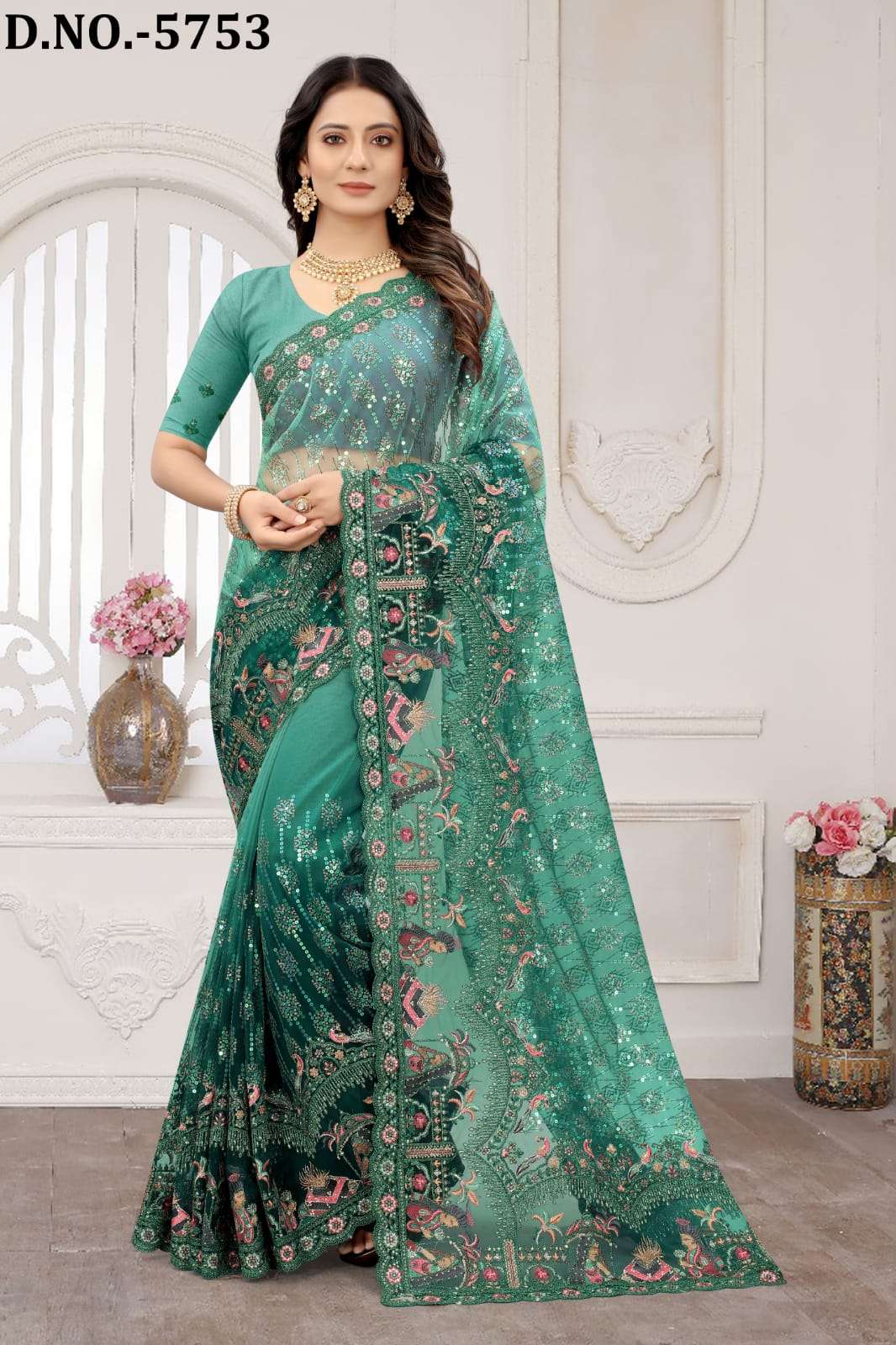 PAVITRA RISHTA BY NARI FASHION 5751 TO 5762 SERIES INDIAN TRADITIONAL WEAR COLLECTION BEAUTIFUL STYLISH FANCY COLORFUL PARTY WEAR & OCCASIONAL WEAR HEAVY NET EMBROIDERED SAREES AT WHOLESALE PRICE