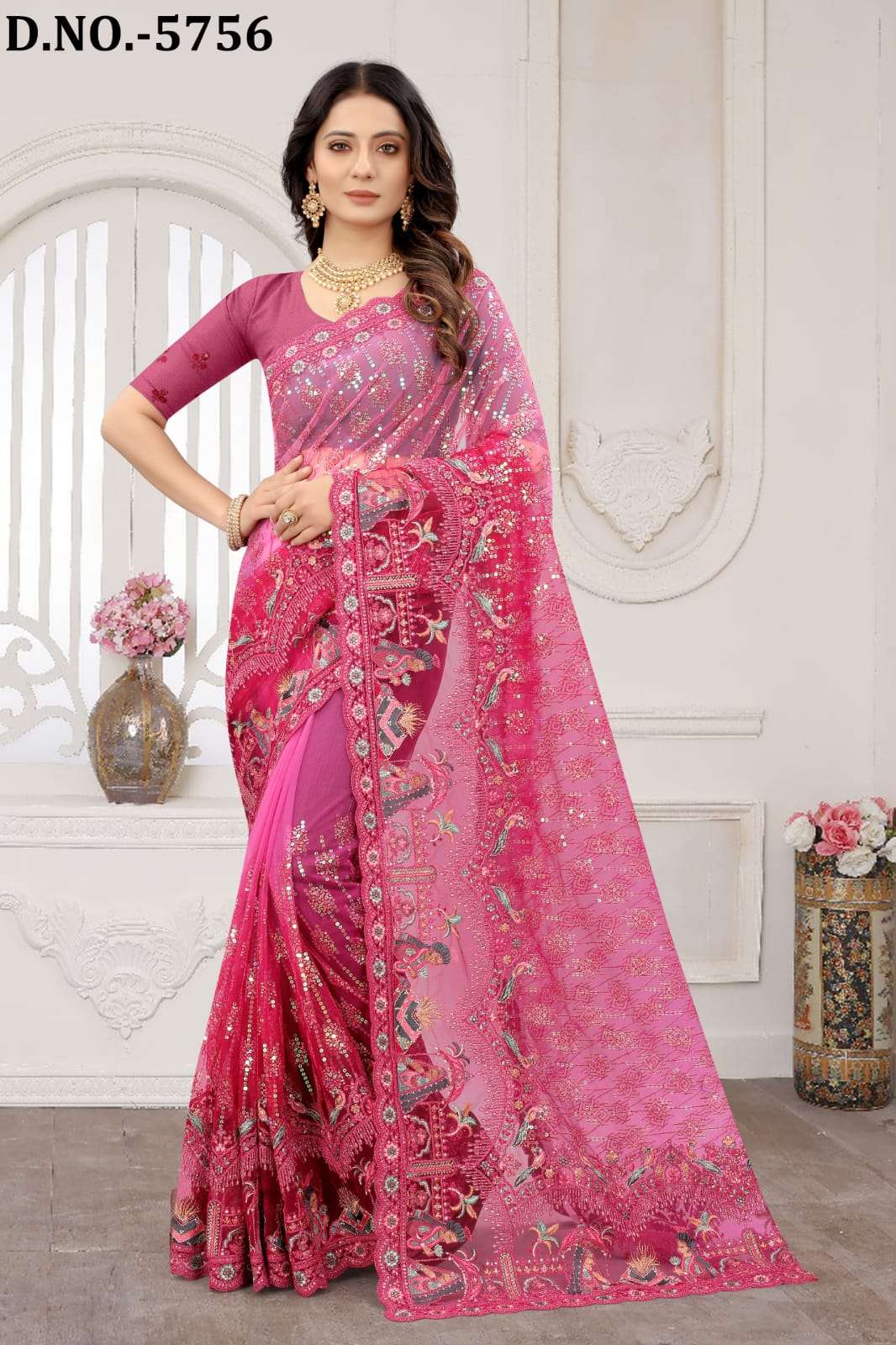 PAVITRA RISHTA BY NARI FASHION 5751 TO 5762 SERIES INDIAN TRADITIONAL WEAR COLLECTION BEAUTIFUL STYLISH FANCY COLORFUL PARTY WEAR & OCCASIONAL WEAR HEAVY NET EMBROIDERED SAREES AT WHOLESALE PRICE