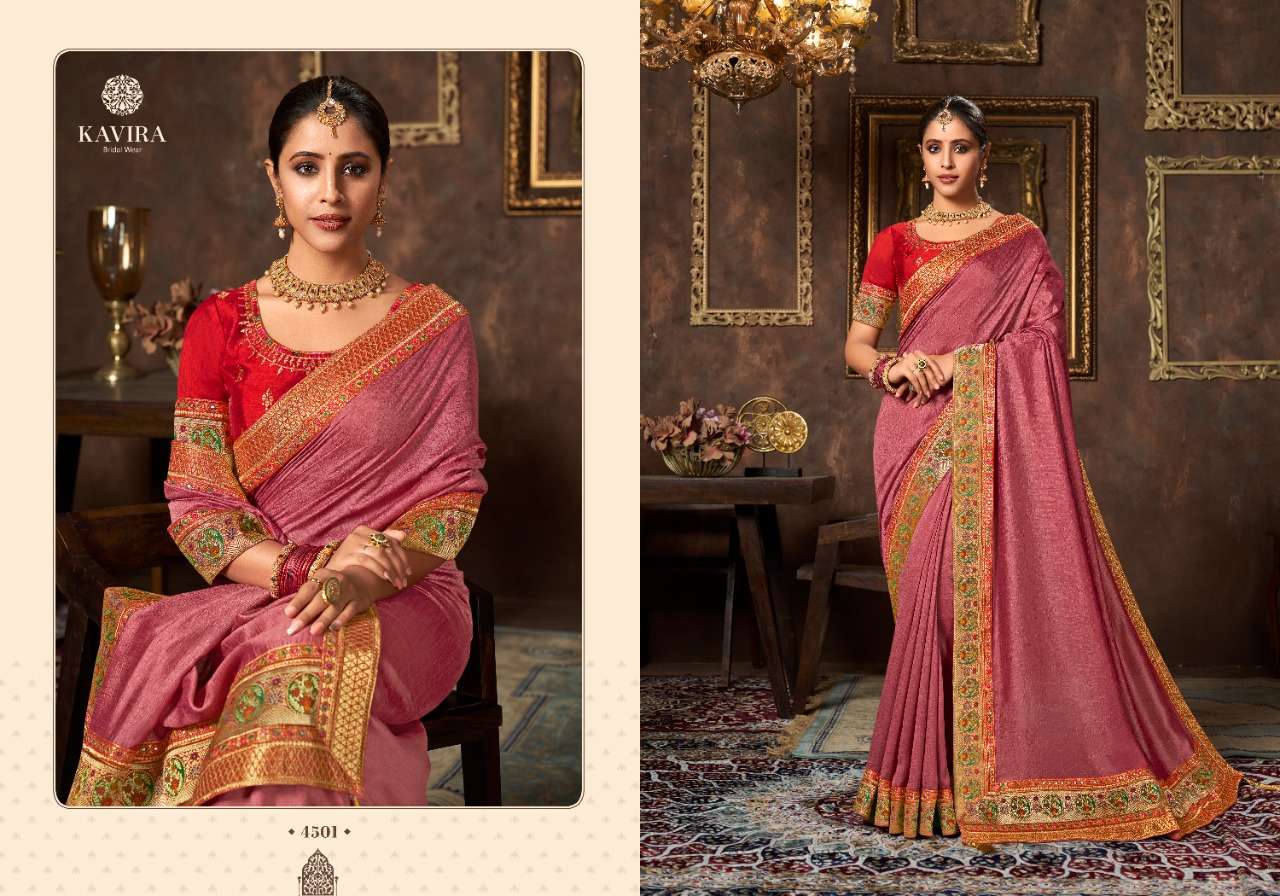 AARYA VOL-2 BY KAVIRA 4501 TO 4509 SERIES INDIAN TRADITIONAL WEAR COLLECTION BEAUTIFUL STYLISH FANCY COLORFUL PARTY WEAR & OCCASIONAL WEAR VICHITRA SAREES AT WHOLESALE PRICE