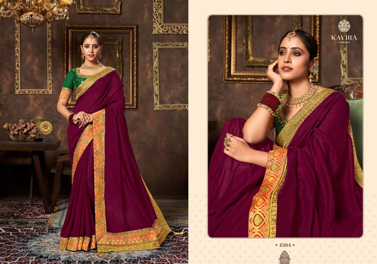 AARYA VOL-2 BY KAVIRA 4501 TO 4509 SERIES INDIAN TRADITIONAL WEAR COLLECTION BEAUTIFUL STYLISH FANCY COLORFUL PARTY WEAR & OCCASIONAL WEAR VICHITRA SAREES AT WHOLESALE PRICE