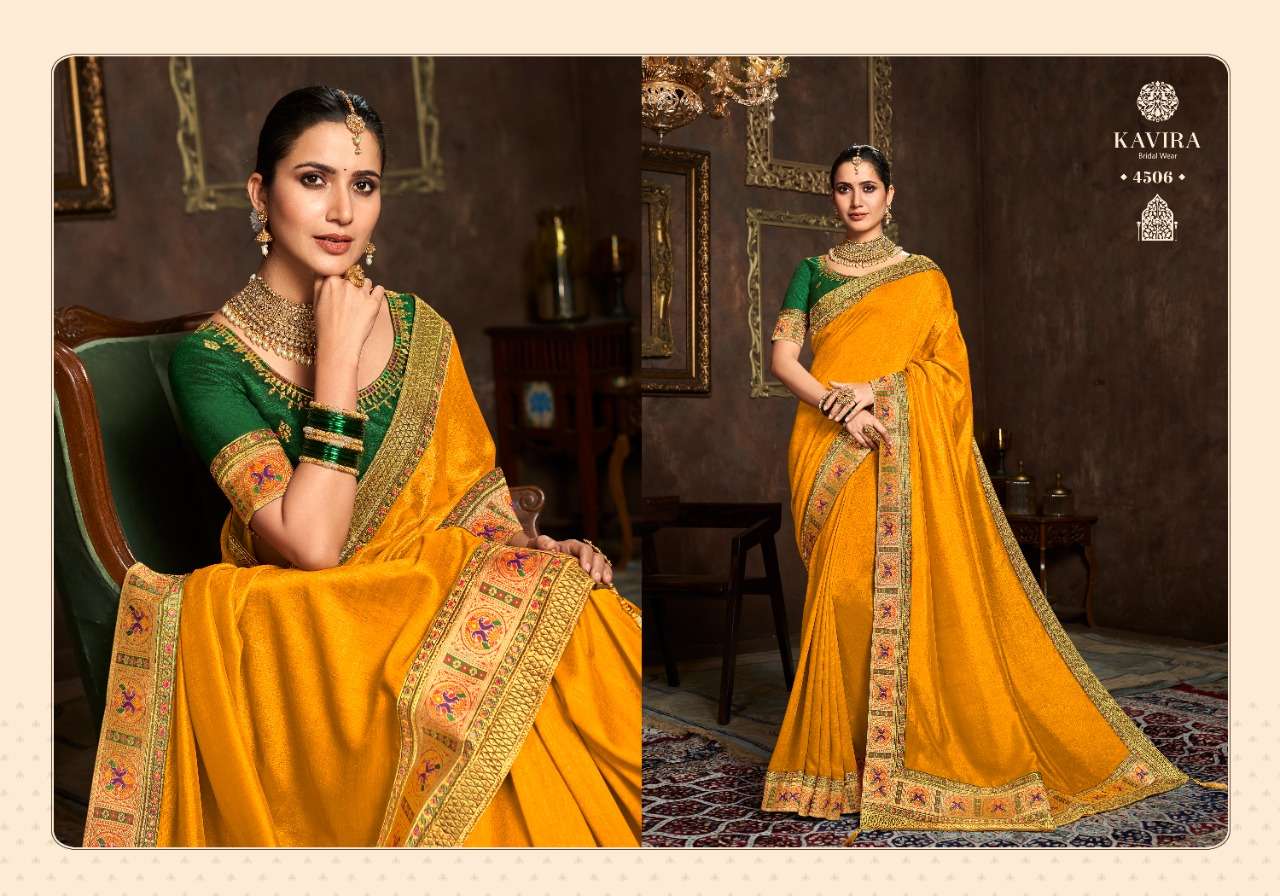 AARYA VOL-2 BY KAVIRA 4501 TO 4509 SERIES INDIAN TRADITIONAL WEAR COLLECTION BEAUTIFUL STYLISH FANCY COLORFUL PARTY WEAR & OCCASIONAL WEAR VICHITRA SAREES AT WHOLESALE PRICE