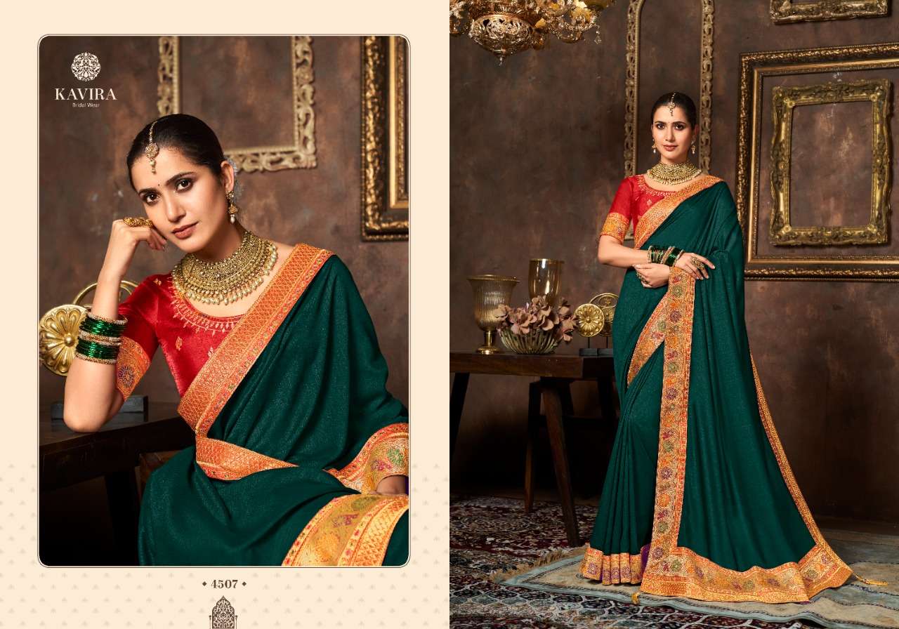 AARYA VOL-2 BY KAVIRA 4501 TO 4509 SERIES INDIAN TRADITIONAL WEAR COLLECTION BEAUTIFUL STYLISH FANCY COLORFUL PARTY WEAR & OCCASIONAL WEAR VICHITRA SAREES AT WHOLESALE PRICE