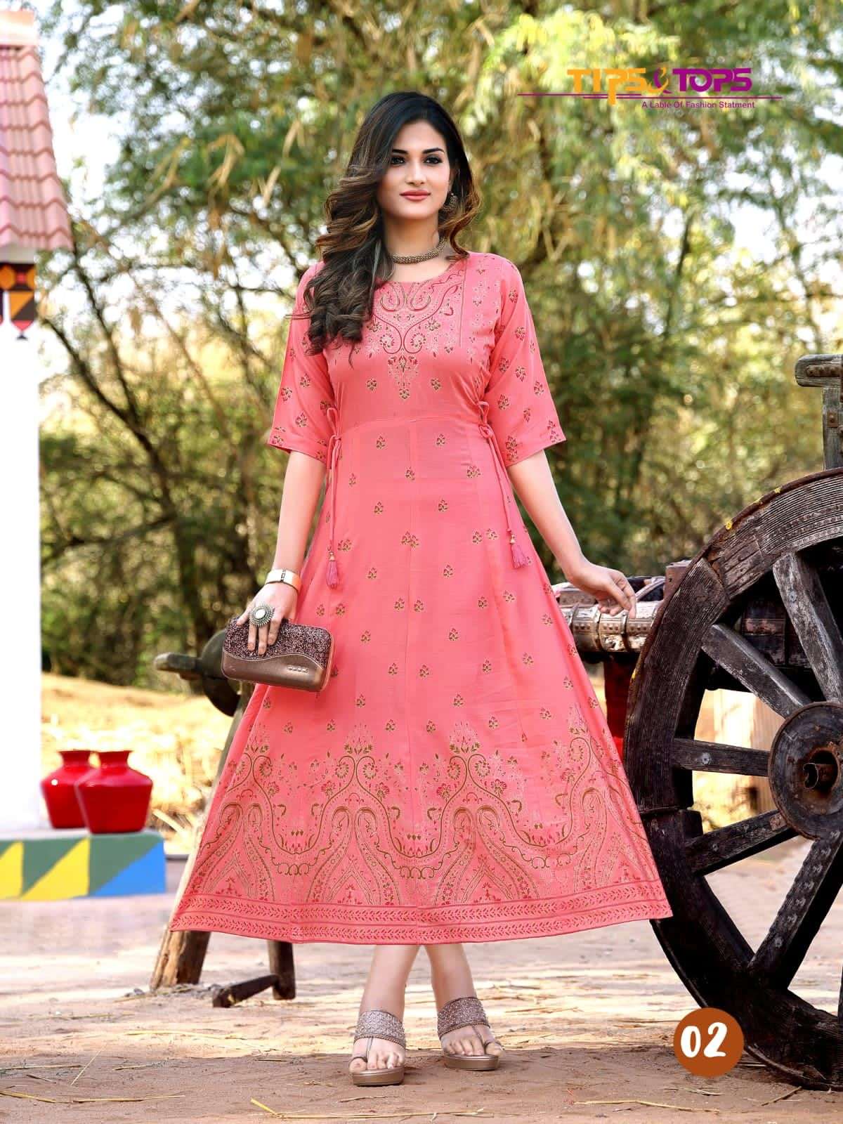 MILLIE BY TIPS AND TOPS 01 TO 06 SERIES DESIGNER STYLISH FANCY COLORFUL BEAUTIFUL PARTY WEAR & ETHNIC WEAR COLLECTION RAYON PRINT KURTIS AT WHOLESALE PRICE