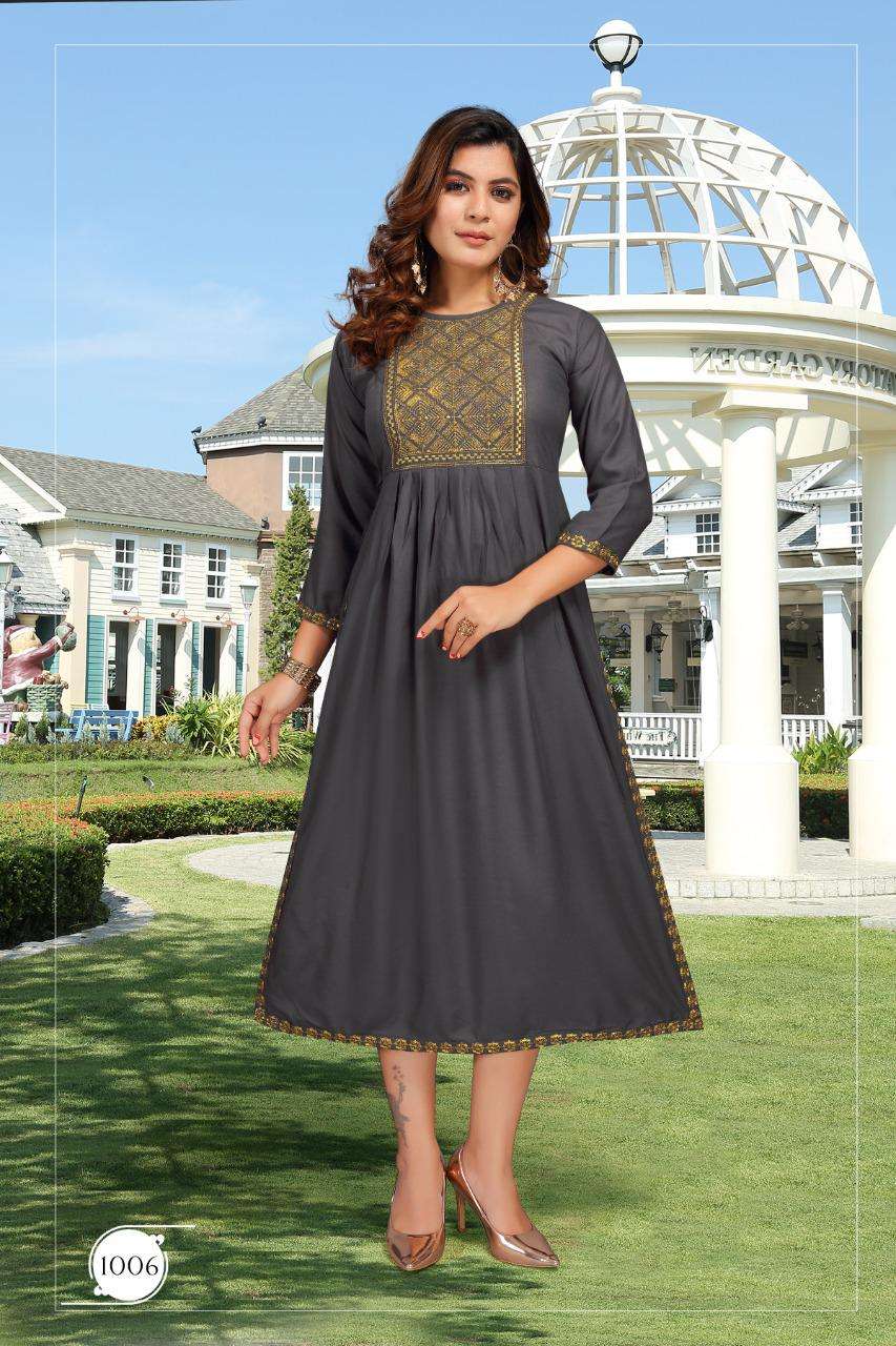 SIZUKA VOL-2 BY KAAMIRI 1001 TO 1008 SERIES DESIGNER STYLISH FANCY COLORFUL BEAUTIFUL PARTY WEAR & ETHNIC WEAR COLLECTION RAYON EMBROIDERY KURTIS AT WHOLESALE PRICE