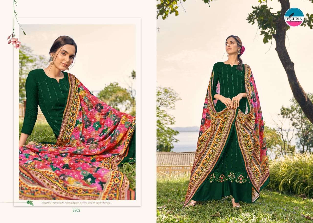 JENNY BY VELISA 3301 TO 3304 SERIES BEAUTIFUL SUITS COLORFUL STYLISH FANCY CASUAL WEAR & ETHNIC WEAR PURE MUSLIN SILK DRESSES AT WHOLESALE PRICE