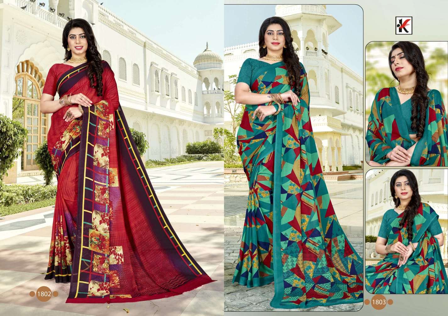 GARAM CHAI VOL-107 BY KODAS 1802 TO 1817 SERIES INDIAN TRADITIONAL WEAR COLLECTION BEAUTIFUL STYLISH FANCY COLORFUL PARTY WEAR & OCCASIONAL WEAR RENIAL PRINT SAREES AT WHOLESALE PRICE