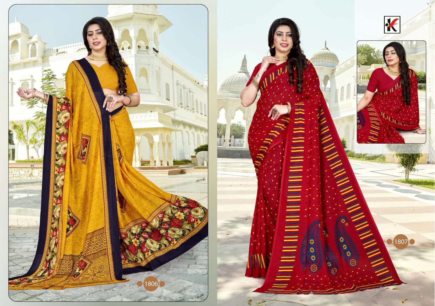 GARAM CHAI VOL-107 BY KODAS 1802 TO 1817 SERIES INDIAN TRADITIONAL WEAR COLLECTION BEAUTIFUL STYLISH FANCY COLORFUL PARTY WEAR & OCCASIONAL WEAR RENIAL PRINT SAREES AT WHOLESALE PRICE