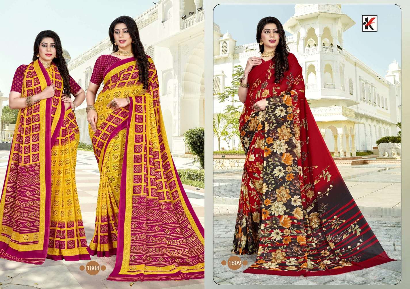 GARAM CHAI VOL-107 BY KODAS 1802 TO 1817 SERIES INDIAN TRADITIONAL WEAR COLLECTION BEAUTIFUL STYLISH FANCY COLORFUL PARTY WEAR & OCCASIONAL WEAR RENIAL PRINT SAREES AT WHOLESALE PRICE