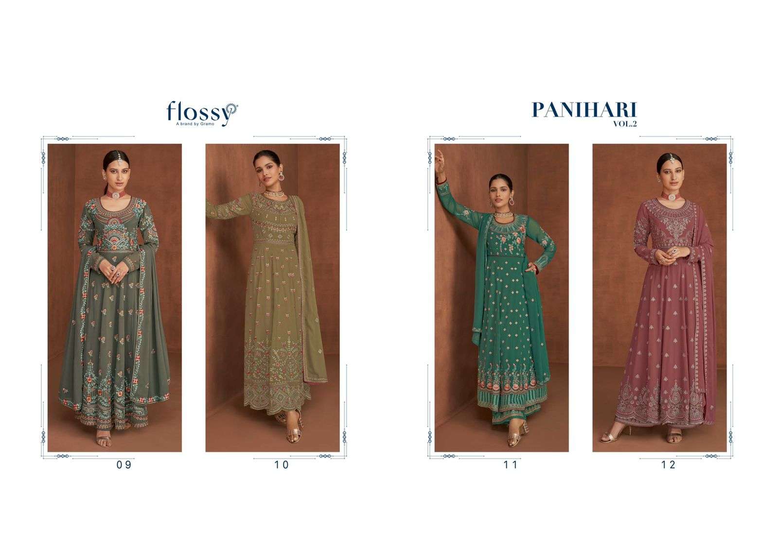 Panihari Vol-2 By Flossy 09 To 12 Series Beautiful Anarkali Suits Colorful Stylish Fancy Casual Wear & Ethnic Wear Heavy Real Georgette Dresses At Wholesale Price