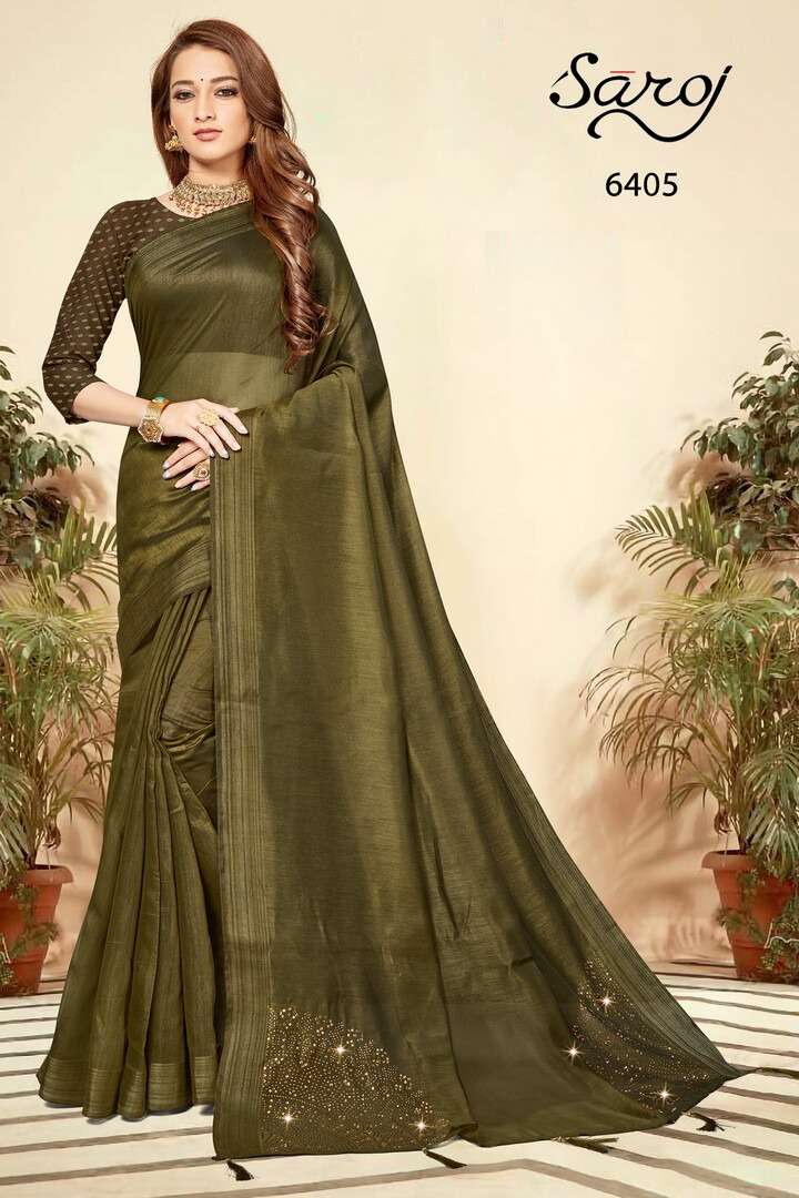 JALWAA VOL-2 BY SAROJ 6401 TO 6406 SERIES INDIAN TRADITIONAL WEAR COLLECTION BEAUTIFUL STYLISH FANCY COLORFUL PARTY WEAR & OCCASIONAL WEAR LINEN COTTON SAREES AT WHOLESALE PRICE