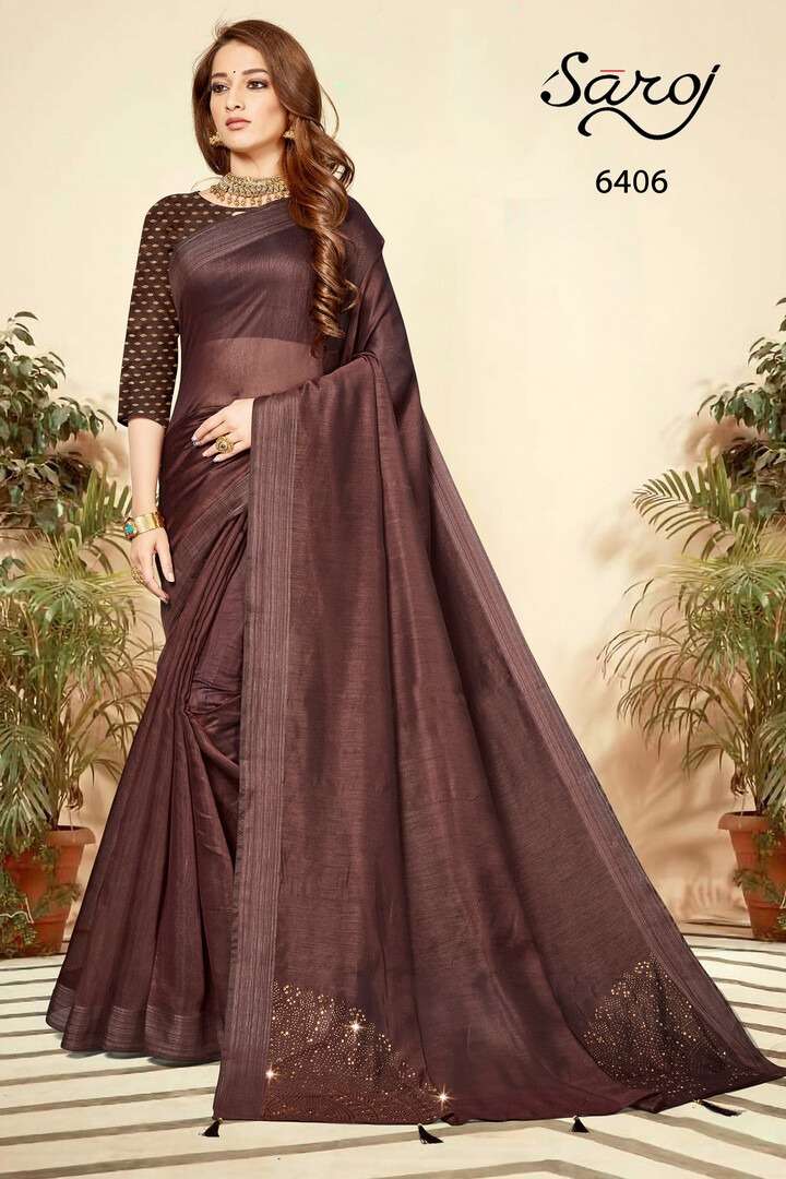 JALWAA VOL-2 BY SAROJ 6401 TO 6406 SERIES INDIAN TRADITIONAL WEAR COLLECTION BEAUTIFUL STYLISH FANCY COLORFUL PARTY WEAR & OCCASIONAL WEAR LINEN COTTON SAREES AT WHOLESALE PRICE