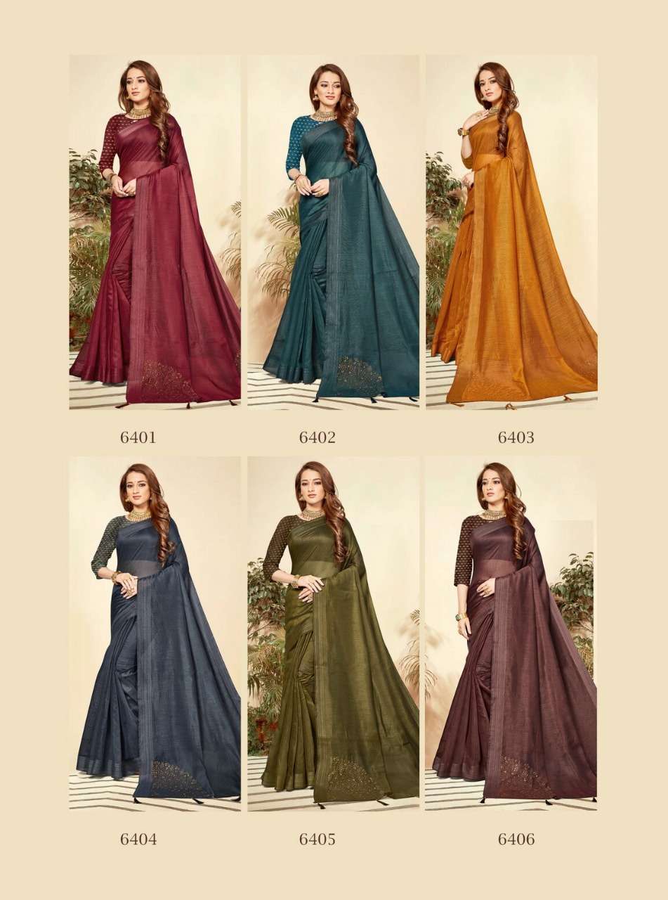 JALWAA VOL-2 BY SAROJ 6401 TO 6406 SERIES INDIAN TRADITIONAL WEAR COLLECTION BEAUTIFUL STYLISH FANCY COLORFUL PARTY WEAR & OCCASIONAL WEAR LINEN COTTON SAREES AT WHOLESALE PRICE