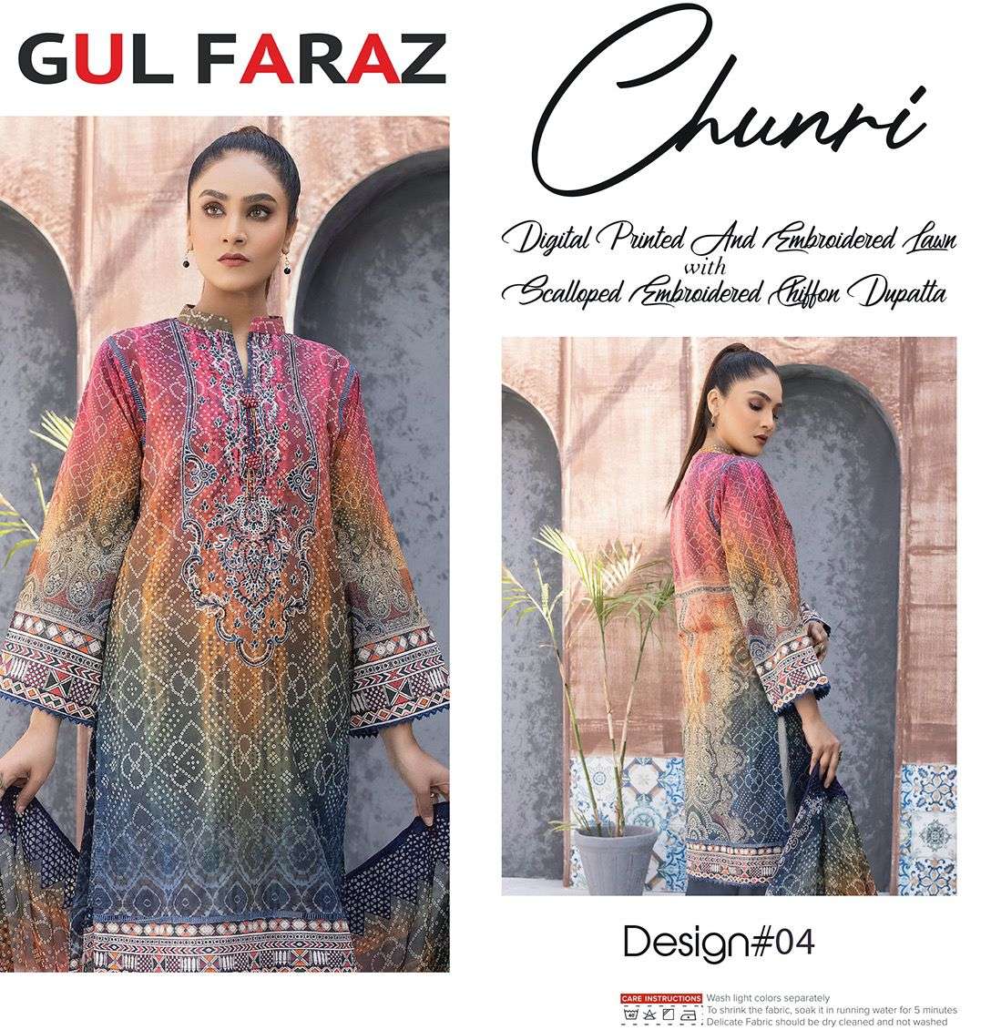 CHUNRI BY GUL FARAZ 01 TO 08 SERIES BEAUTIFUL STYLISH SUITS FANCY COLORFUL CASUAL WEAR & ETHNIC WEAR & READY TO WEAR MUSLIN COTTON DIGITAL PRINTED DRESSES AT WHOLESALE PRICE