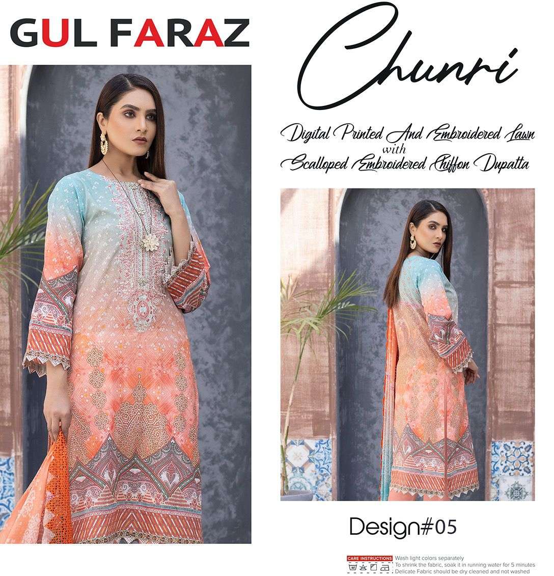 CHUNRI BY GUL FARAZ 01 TO 08 SERIES BEAUTIFUL STYLISH SUITS FANCY COLORFUL CASUAL WEAR & ETHNIC WEAR & READY TO WEAR MUSLIN COTTON DIGITAL PRINTED DRESSES AT WHOLESALE PRICE