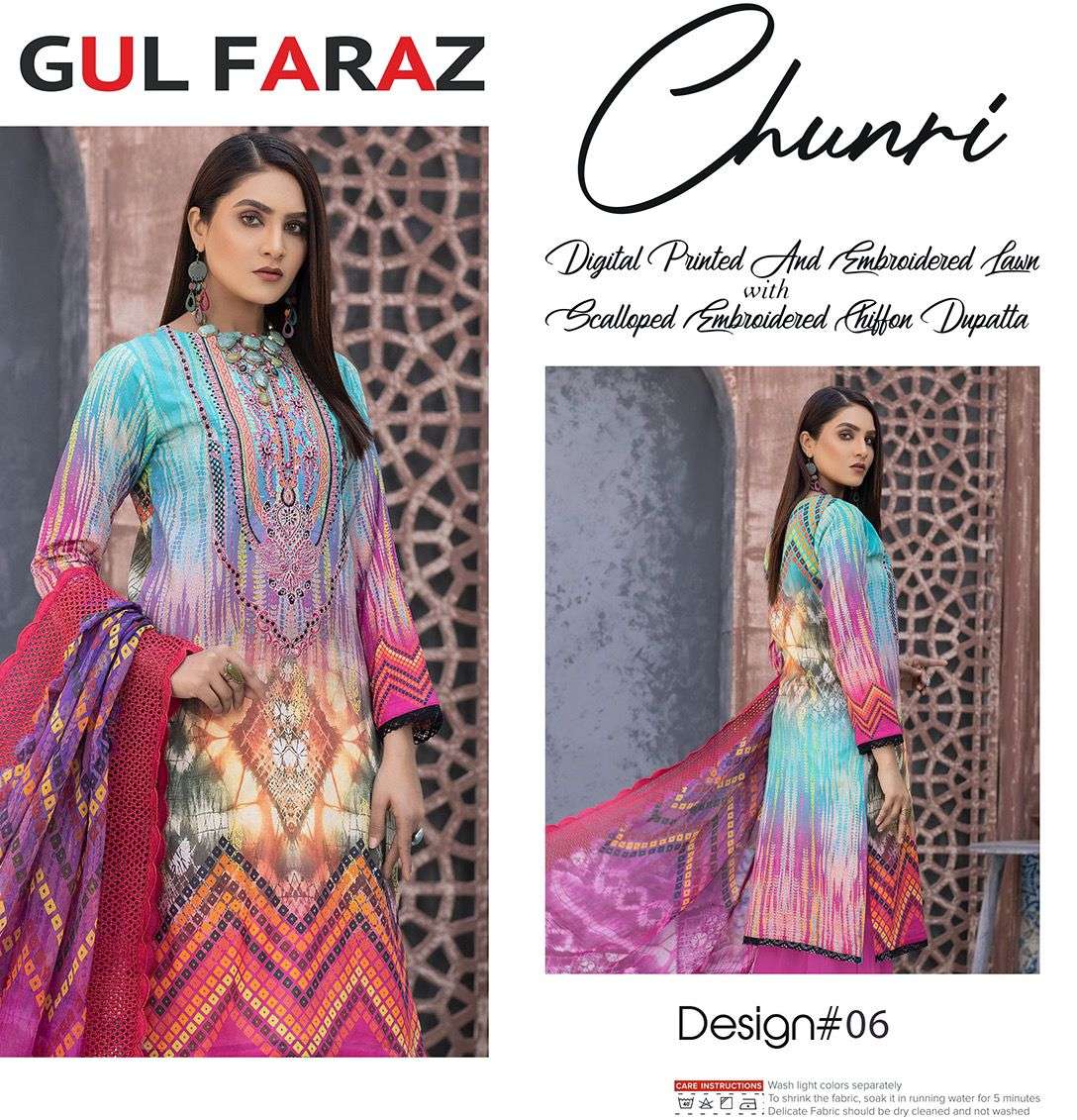CHUNRI BY GUL FARAZ 01 TO 08 SERIES BEAUTIFUL STYLISH SUITS FANCY COLORFUL CASUAL WEAR & ETHNIC WEAR & READY TO WEAR MUSLIN COTTON DIGITAL PRINTED DRESSES AT WHOLESALE PRICE