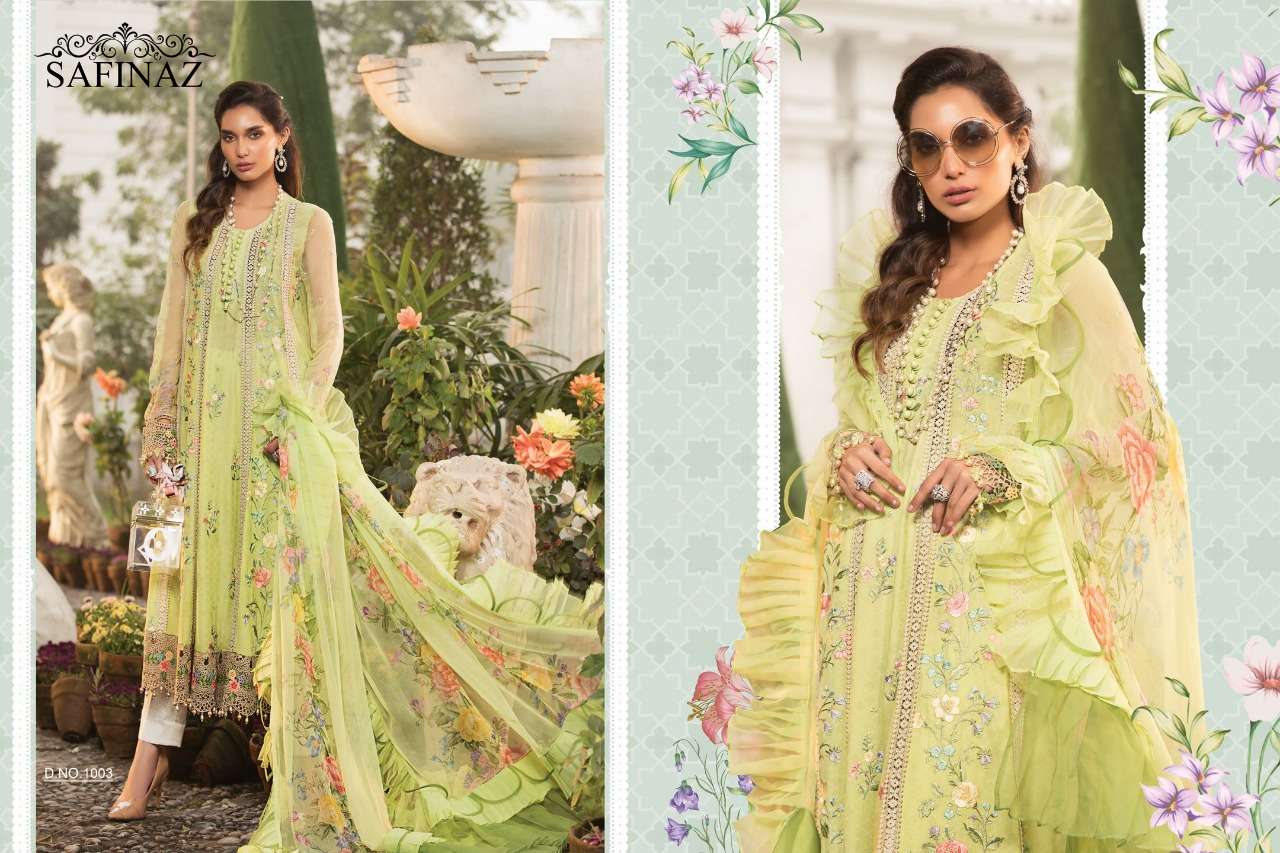 MARIA.B. VOL-9 BY SAFINAZ 1001 TO 1007 SERIES PAKISTANI WEAR COLLECTION BEAUTIFUL STYLISH FANCY COLORFUL PARTY WEAR & OCCASIONAL WEAR PURE COTTON LAWN WITH EMBROIDERED DRESSES AT WHOLESALE PRICE