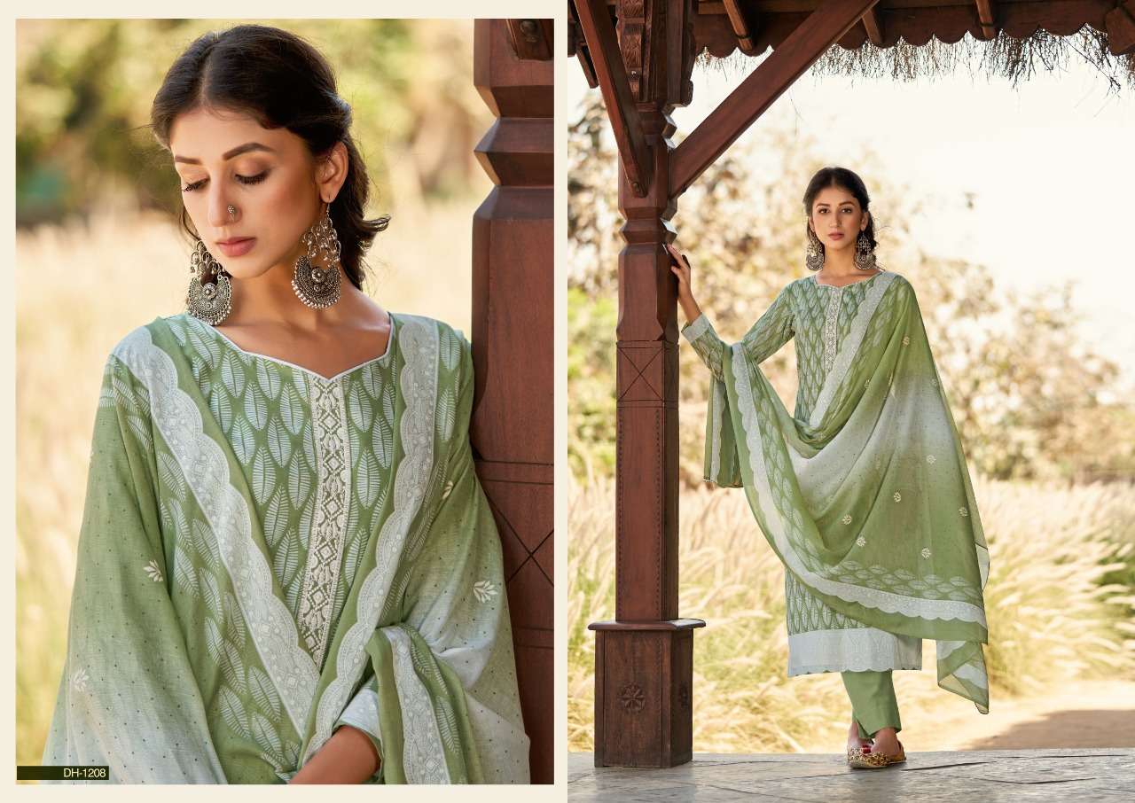 AASHNA BY DHRITI FASHION 1201 TO 1208 SERIES BEAUTIFUL SUITS COLORFUL STYLISH FANCY CASUAL WEAR & ETHNIC WEAR PURE COTTON PRINT WITH EMBROIDERED DRESSES AT WHOLESALE PRICE