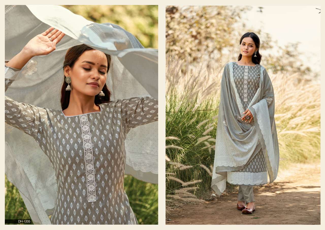 AASHNA BY DHRITI FASHION 1201 TO 1208 SERIES BEAUTIFUL SUITS COLORFUL STYLISH FANCY CASUAL WEAR & ETHNIC WEAR PURE COTTON PRINT WITH EMBROIDERED DRESSES AT WHOLESALE PRICE