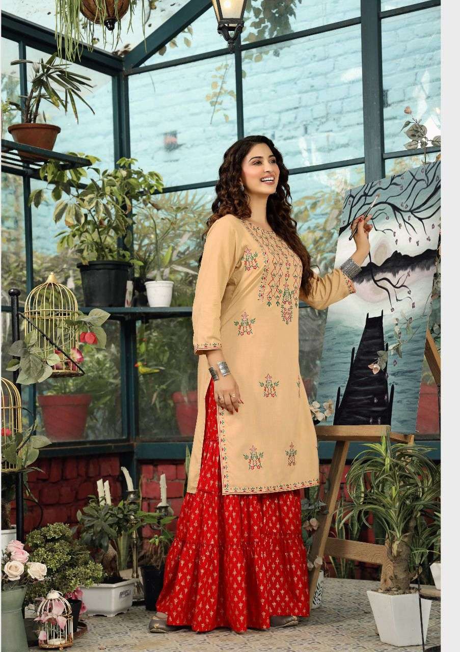 JULIET BY HIVA 101 TO 106 SERIES DESIGNER STYLISH FANCY COLORFUL BEAUTIFUL PARTY WEAR & ETHNIC WEAR COLLECTION RAYON KURTIS WITH BOTTOM AT WHOLESALE PRICE