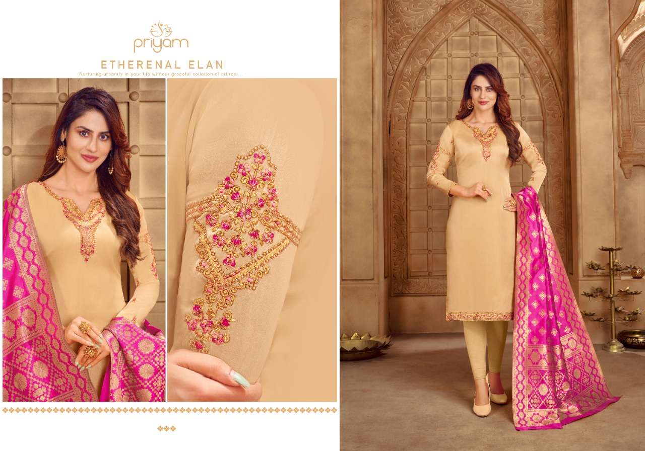 PREMIUM COLLECTION BY PRIYAM 1101 TO 1108 SERIES BEAUTIFUL SUITS COLORFUL STYLISH FANCY CASUAL WEAR & ETHNIC WEAR SATIN GEORGETTE DRESSES AT WHOLESALE PRICE