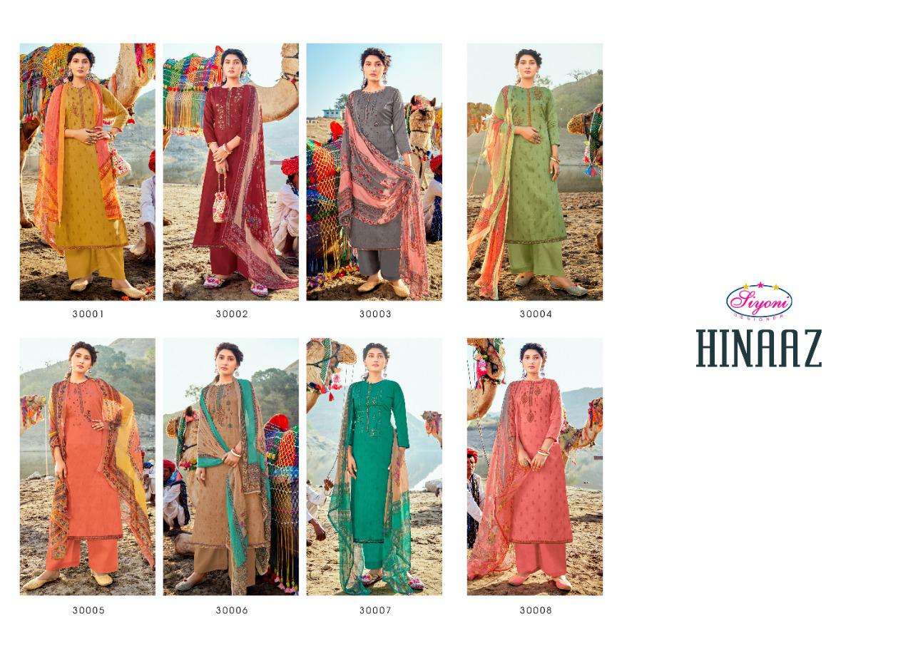 HINAAZ BY SIYONI 30001 TO 30008 SERIES BEAUTIFUL SUITS COLORFUL STYLISH FANCY CASUAL WEAR & ETHNIC WEAR HEAVY JAM COTTON PRINT DRESSES AT WHOLESALE PRICE