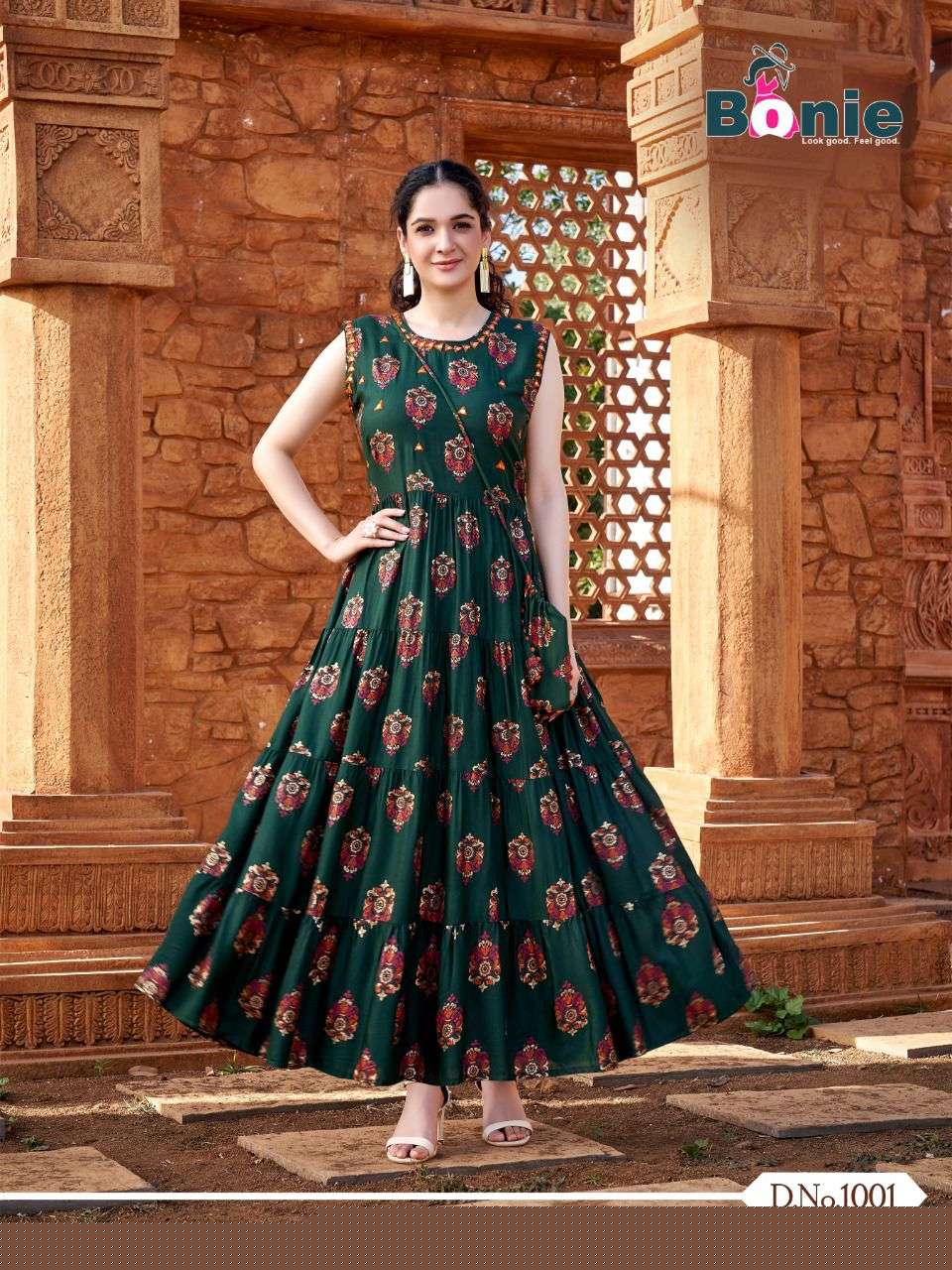 WONDER WOMAN BY BONIE 1001 TO 1006 SERIES BEAUTIFUL STYLISH FANCY COLORFUL CASUAL WEAR & ETHNIC WEAR PURE RAYON GOWNS AT WHOLESALE PRICE