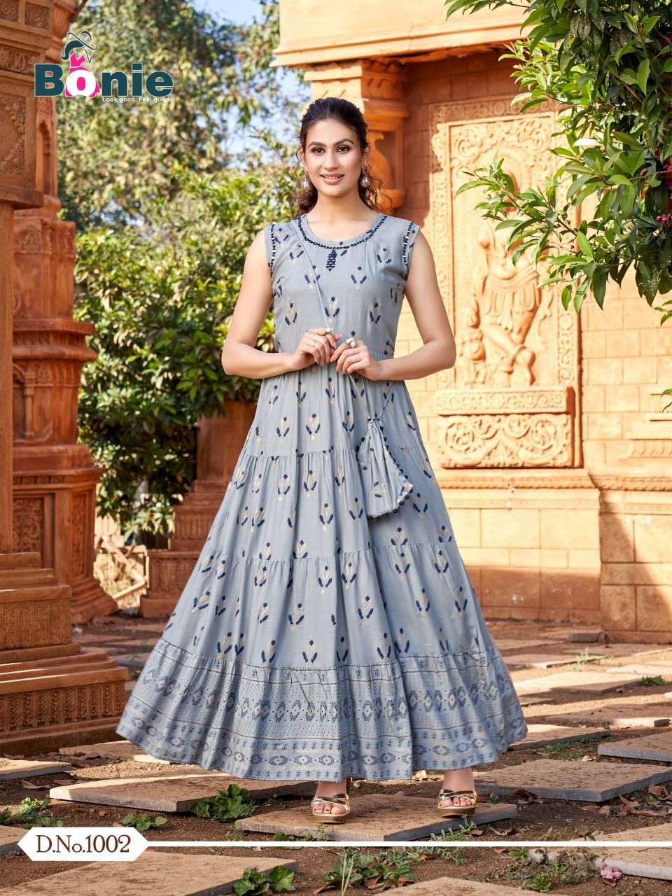 WONDER WOMAN BY BONIE 1001 TO 1006 SERIES BEAUTIFUL STYLISH FANCY COLORFUL CASUAL WEAR & ETHNIC WEAR PURE RAYON GOWNS AT WHOLESALE PRICE