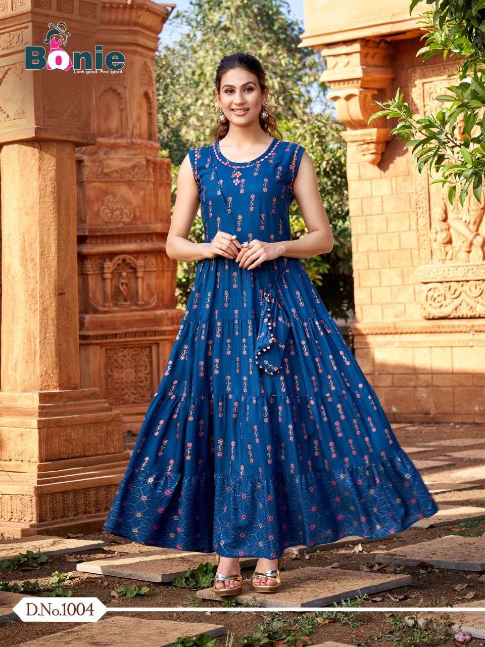 WONDER WOMAN BY BONIE 1001 TO 1006 SERIES BEAUTIFUL STYLISH FANCY COLORFUL CASUAL WEAR & ETHNIC WEAR PURE RAYON GOWNS AT WHOLESALE PRICE