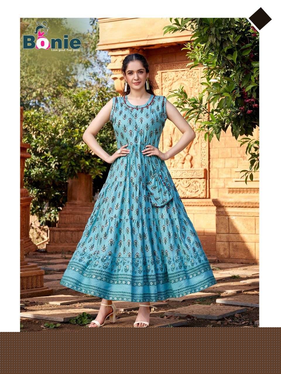 WONDER WOMAN BY BONIE 1001 TO 1006 SERIES BEAUTIFUL STYLISH FANCY COLORFUL CASUAL WEAR & ETHNIC WEAR PURE RAYON GOWNS AT WHOLESALE PRICE
