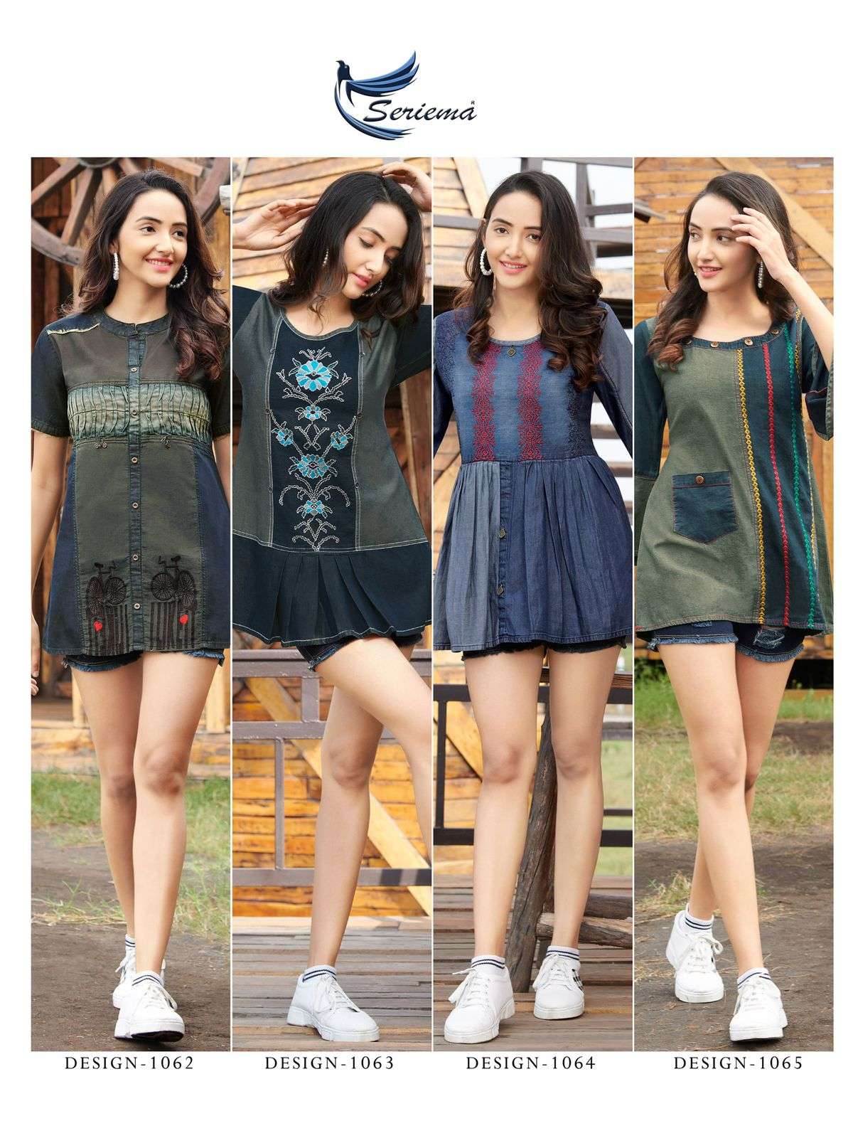 KUMB WONDER BY SPARROW 1058 TO 1065 SERIES DESIGNER STYLISH FANCY COLORFUL BEAUTIFUL PARTY WEAR & ETHNIC WEAR COLLECTION PURE COTTON DENIM TOPS AT WHOLESALE PRICE
