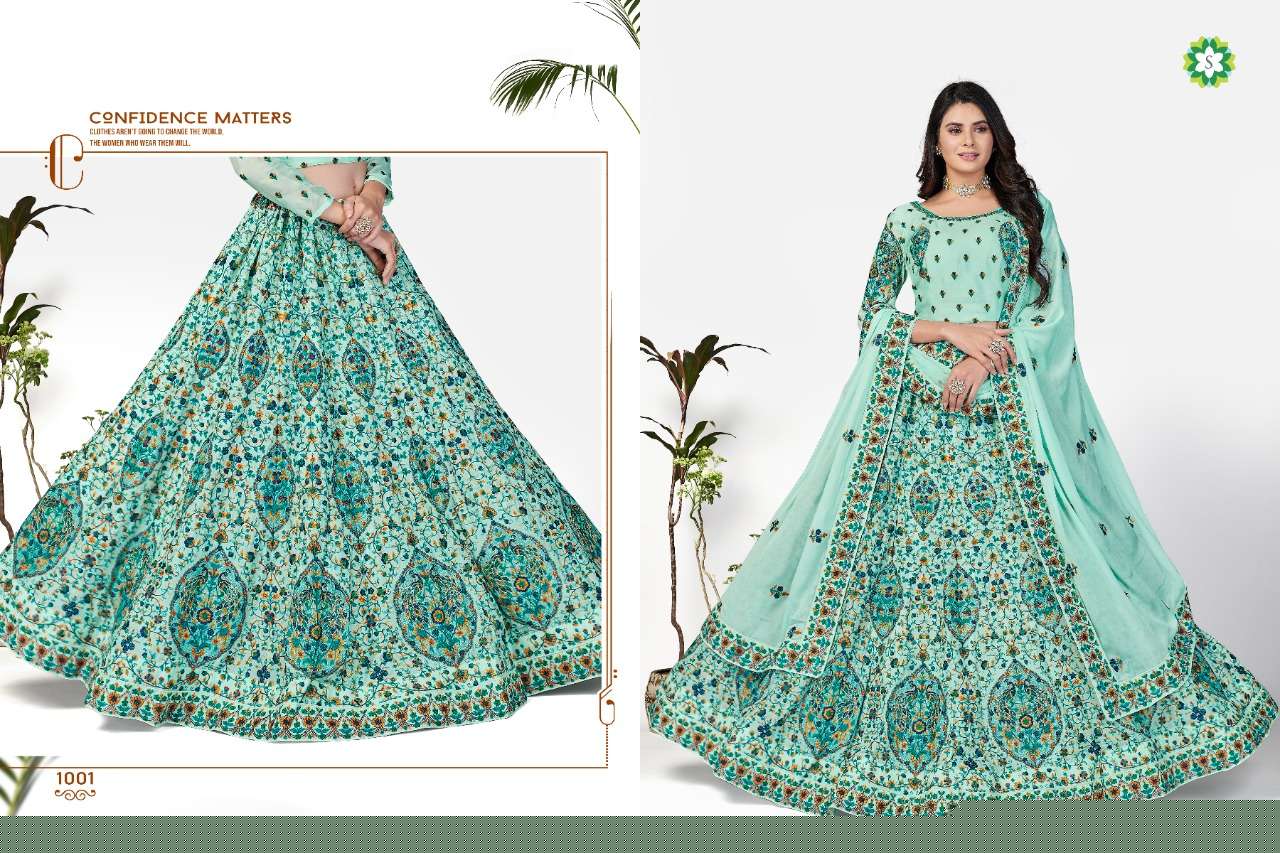 MANGALM BY SHEE STAR 1001 TO 1004 SERIES DESIGNER BEAUTIFUL NAVRATRI COLLECTION OCCASIONAL WEAR & PARTY WEAR HEAVY GEORGETTE LEHENGAS AT WHOLESALE PRICE