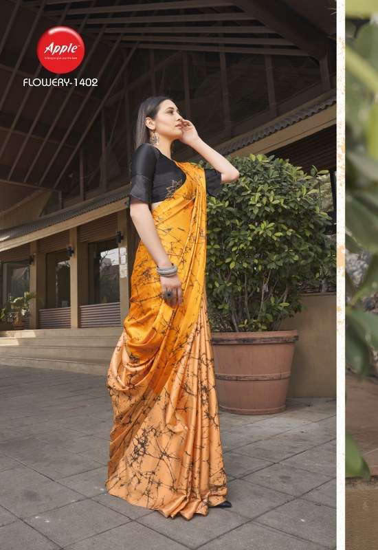 FLOWERY VOL-14 BY APPLE 1401 TO 1408 SERIES INDIAN TRADITIONAL WEAR COLLECTION BEAUTIFUL STYLISH FANCY COLORFUL PARTY WEAR & OCCASIONAL WEAR JAPAN SAREES AT WHOLESALE PRICE