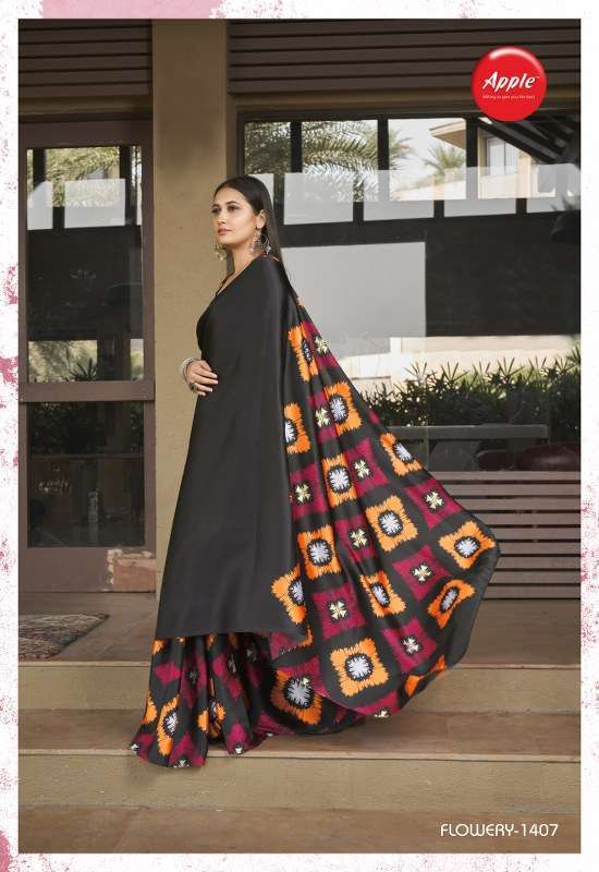 FLOWERY VOL-14 BY APPLE 1401 TO 1408 SERIES INDIAN TRADITIONAL WEAR COLLECTION BEAUTIFUL STYLISH FANCY COLORFUL PARTY WEAR & OCCASIONAL WEAR JAPAN SAREES AT WHOLESALE PRICE