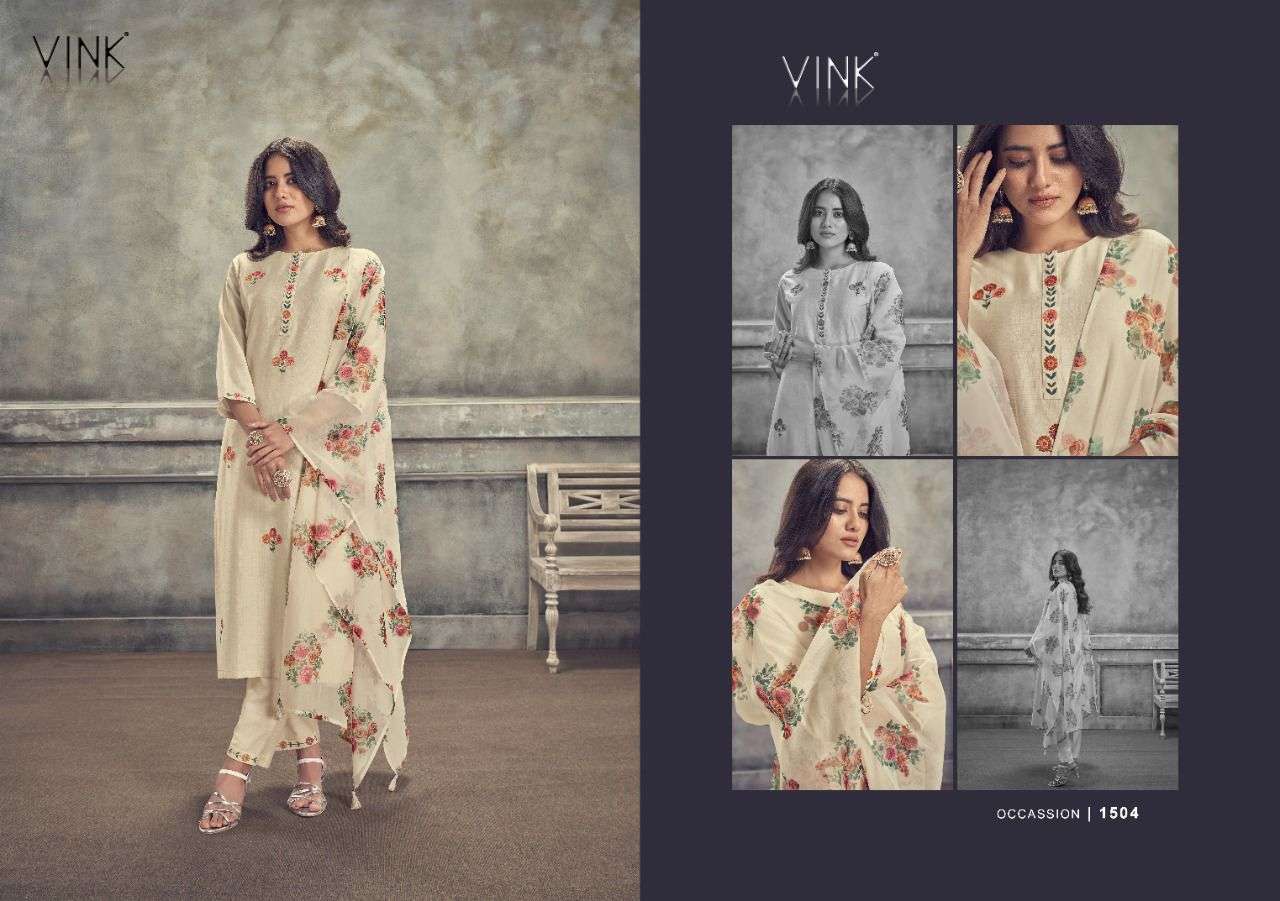 OCCASSIONS VOL-3 BY VINK 1501 TO 1507 SERIES BEAUTIFUL SUITS COLORFUL STYLISH FANCY CASUAL WEAR & ETHNIC WEAR PURE VISCOSE DRESSES AT WHOLESALE PRICE