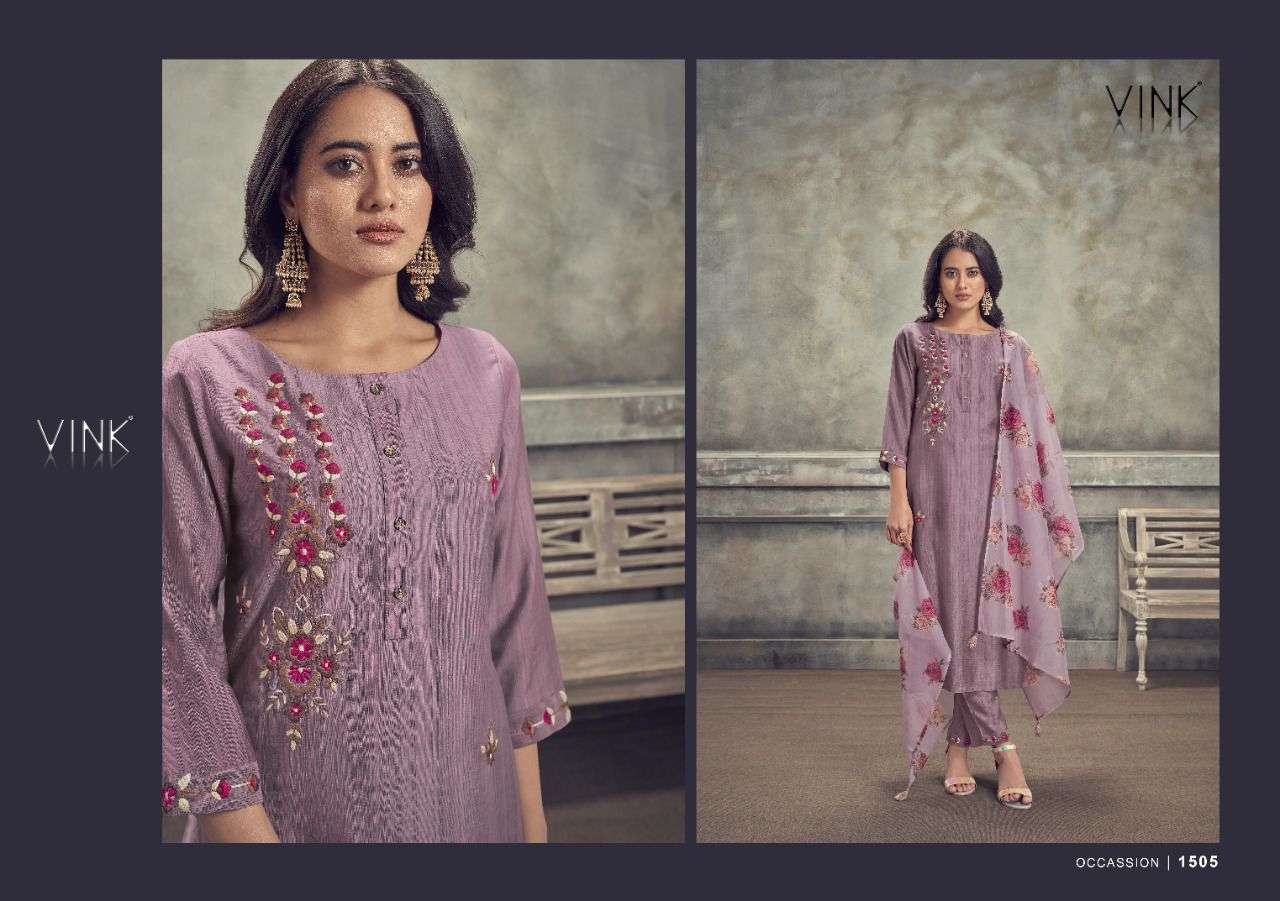 OCCASSIONS VOL-3 BY VINK 1501 TO 1507 SERIES BEAUTIFUL SUITS COLORFUL STYLISH FANCY CASUAL WEAR & ETHNIC WEAR PURE VISCOSE DRESSES AT WHOLESALE PRICE