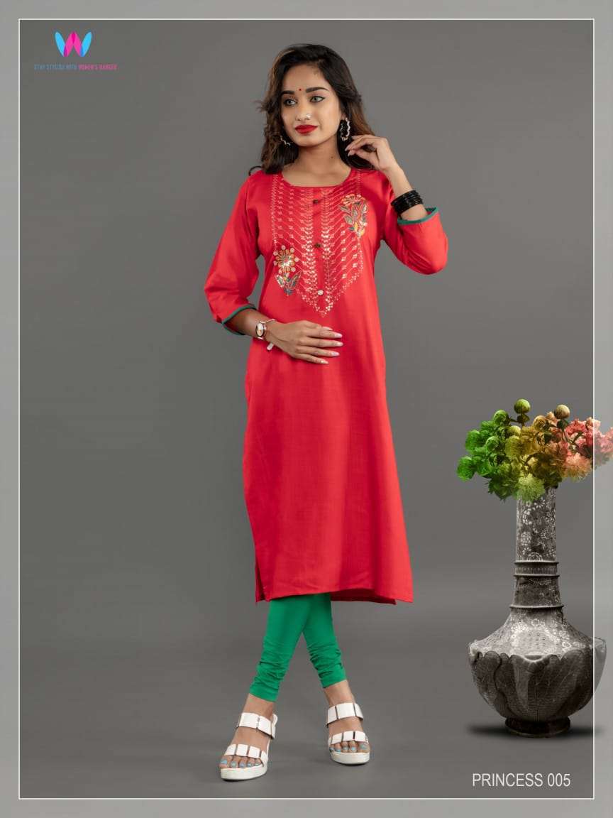 PRINCESS VOL-1 BY WOMENS HANGER 001 TO 006 SERIES DESIGNER STYLISH FANCY COLORFUL BEAUTIFUL PARTY WEAR & ETHNIC WEAR COLLECTION RAYON EMBROIDERY KURTIS AT WHOLESALE PRICE