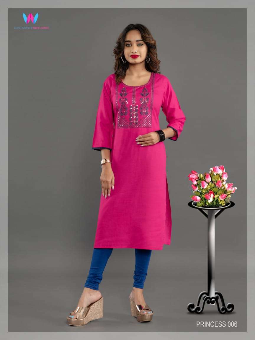 PRINCESS VOL-1 BY WOMENS HANGER 001 TO 006 SERIES DESIGNER STYLISH FANCY COLORFUL BEAUTIFUL PARTY WEAR & ETHNIC WEAR COLLECTION RAYON EMBROIDERY KURTIS AT WHOLESALE PRICE