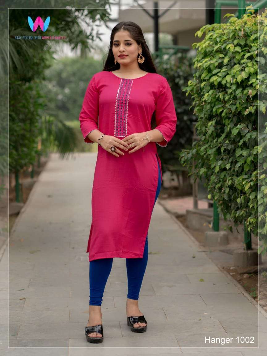 HANGER BY WOMENS HANGER 1001 TO 1006 SERIES DESIGNER STYLISH FANCY COLORFUL BEAUTIFUL PARTY WEAR & ETHNIC WEAR COLLECTION RAYON EMBROIDERY KURTIS AT WHOLESALE PRICE