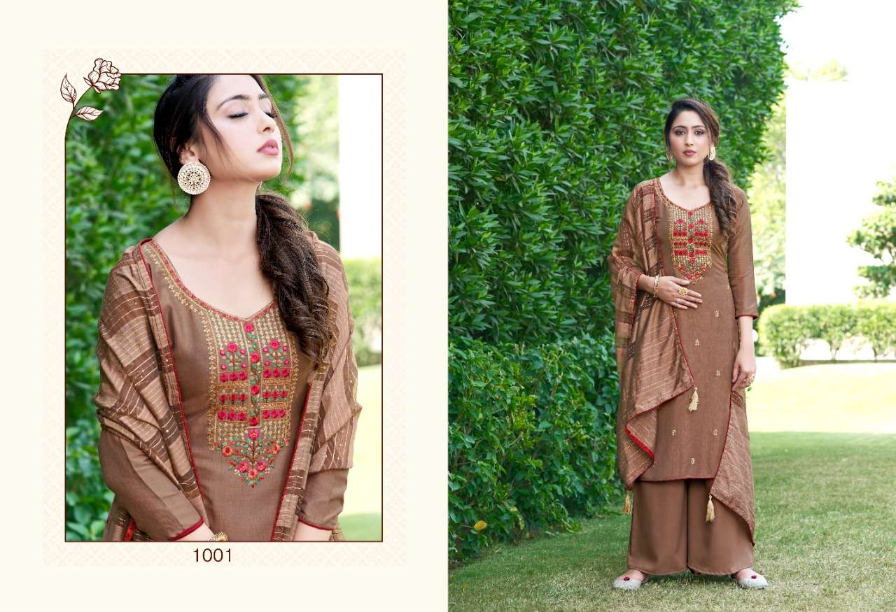MAHFIL BY SWEETY FASHION 1001 TO 1006 SERIES BEAUTIFUL SUITS COLORFUL STYLISH FANCY CASUAL WEAR & ETHNIC WEAR CREPE EMBROIDERED DRESSES AT WHOLESALE PRICE