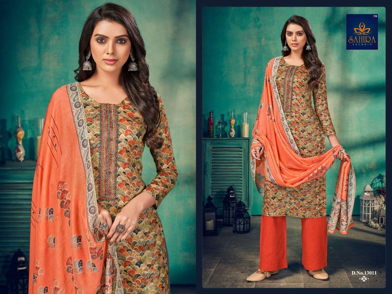 SAHIRA 13011 COLOURS BY SAHIRA EXPORTS 13011-A TO 13011-D SERIES BEAUTIFUL STYLISH SUITS FANCY COLORFUL CASUAL WEAR & ETHNIC WEAR & READY TO WEAR PURE JAM EMBRODERED DRESSES AT WHOLESALE PRICE