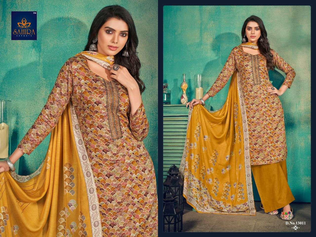 SAHIRA 13011 COLOURS BY SAHIRA EXPORTS 13011-A TO 13011-D SERIES BEAUTIFUL STYLISH SUITS FANCY COLORFUL CASUAL WEAR & ETHNIC WEAR & READY TO WEAR PURE JAM EMBRODERED DRESSES AT WHOLESALE PRICE
