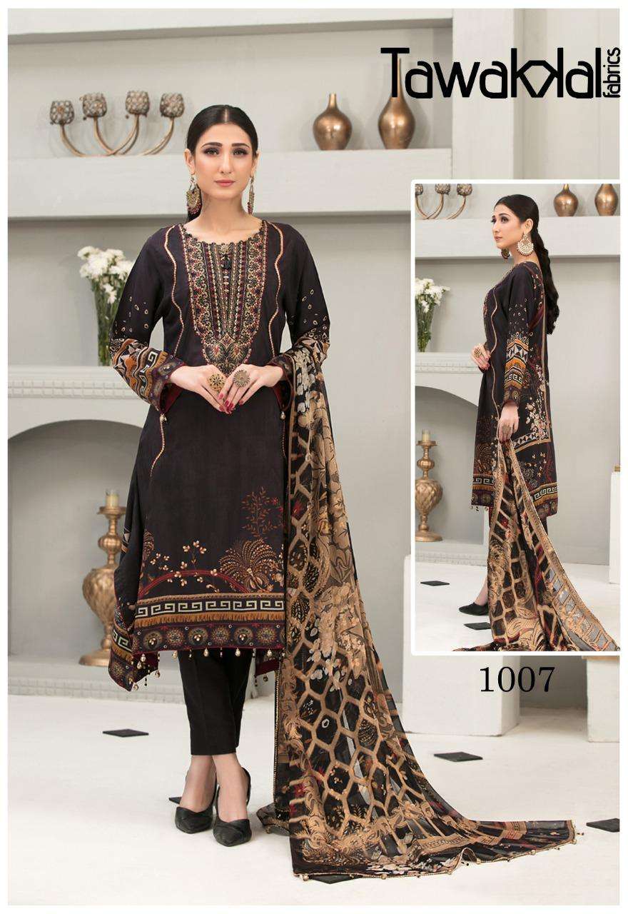 PARISA BY TAWAKKAL FAB 1001 TO 1010 SERIES BEAUTIFUL PAKISTANI SUITS COLORFUL STYLISH FANCY CASUAL WEAR & ETHNIC WEAR COTTON DRESSES AT WHOLESALE PRICE