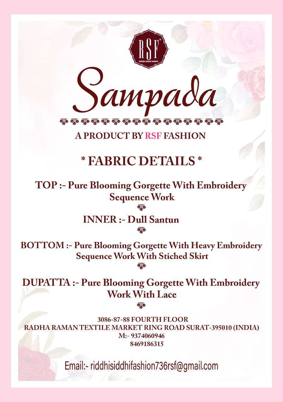 SAMPADA BY RIDDHI SIDDHI FASHION 22001 TO 22004 SERIES BEAUTIFUL SUITS COLORFUL STYLISH FANCY CASUAL WEAR & ETHNIC WEAR PURE FAUX GEORGETTE DRESSES AT WHOLESALE PRICE
