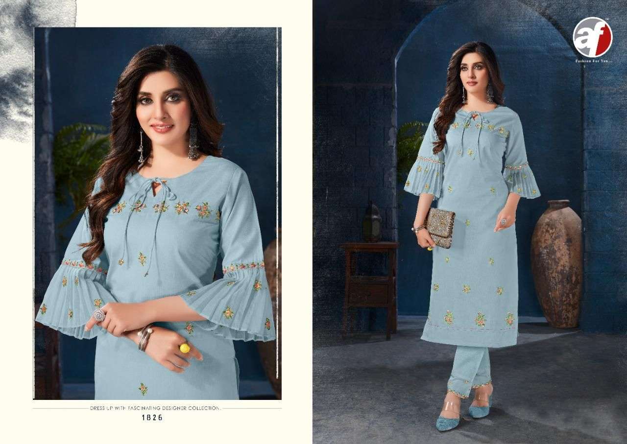 SOFTY BY AF 1826 TO 1831 SERIES DESIGNER STYLISH FANCY COLORFUL BEAUTIFUL PARTY WEAR & ETHNIC WEAR COLLECTION PURE COTTON KURTIS WITH BOTTOM AT WHOLESALE PRICE