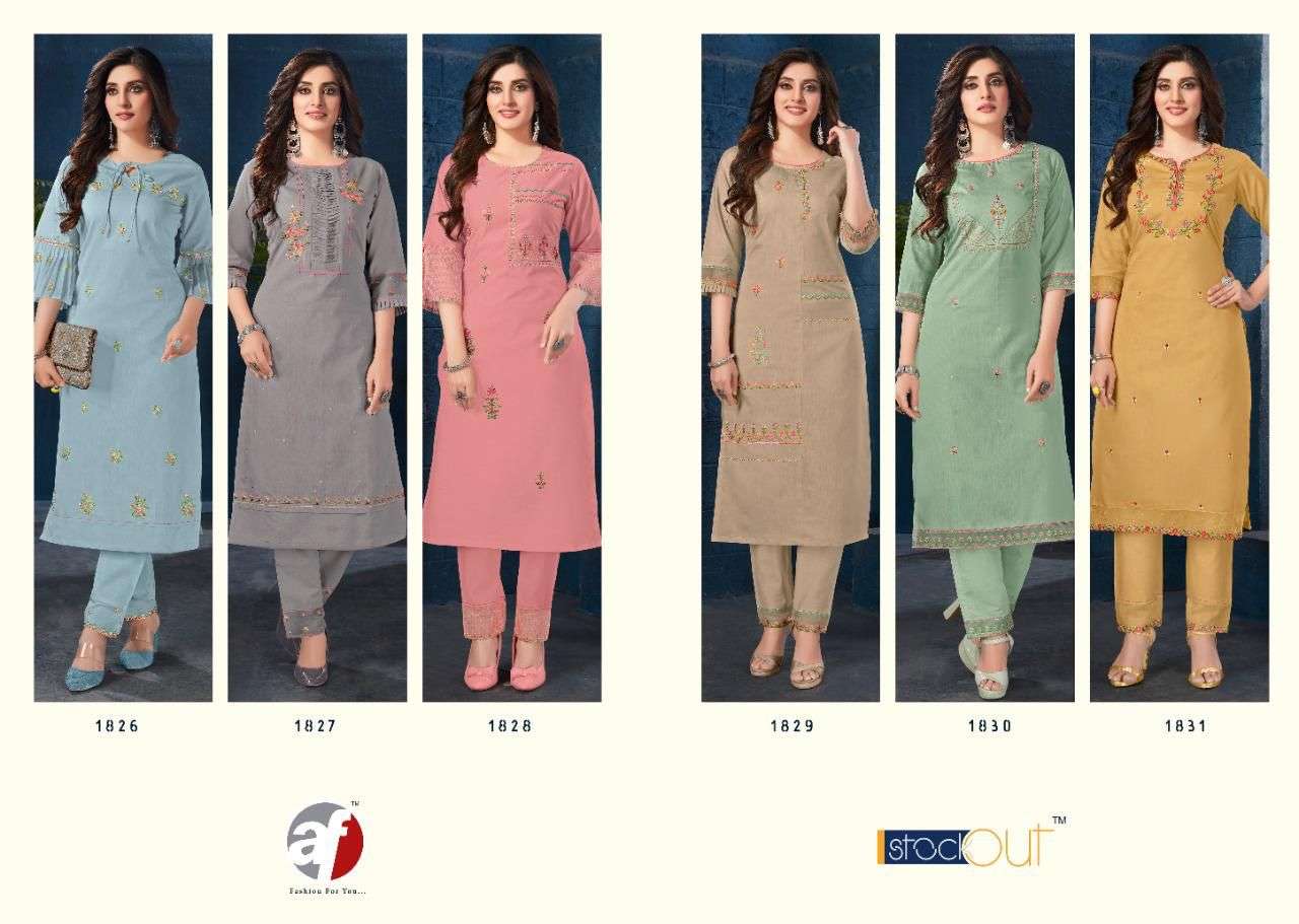 SOFTY BY AF 1826 TO 1831 SERIES DESIGNER STYLISH FANCY COLORFUL BEAUTIFUL PARTY WEAR & ETHNIC WEAR COLLECTION PURE COTTON KURTIS WITH BOTTOM AT WHOLESALE PRICE