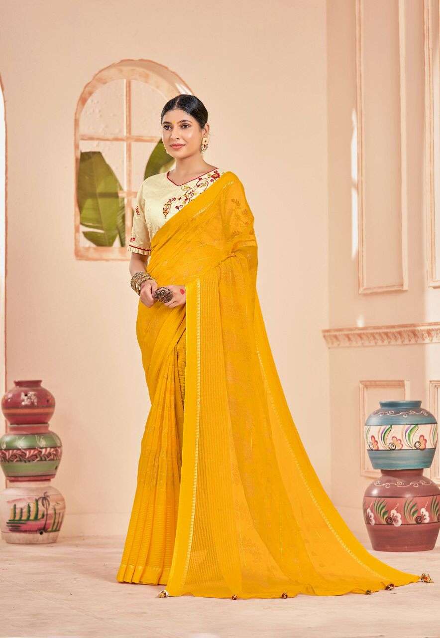 MANORAMA BY 5D DESIGNER 11731 TO 11738 SERIES INDIAN TRADITIONAL WEAR COLLECTION BEAUTIFUL STYLISH FANCY COLORFUL PARTY WEAR & OCCASIONAL WEAR PURE CHIFFON SAREES AT WHOLESALE PRICE