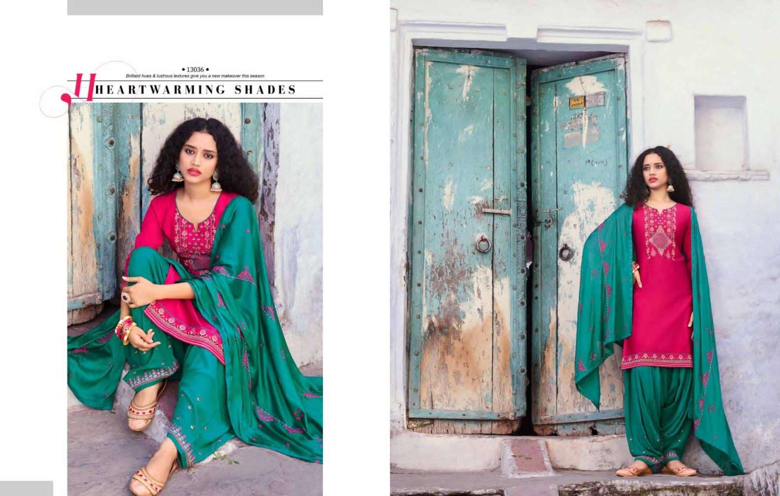 ZARKAN BY PATIYALA BY KALAROOP 13033 TO 13038 SERIES BEAUTIFUL SUITS COLORFUL STYLISH FANCY CASUAL WEAR & ETHNIC WEAR JAM SILK DRESSES AT WHOLESALE PRICE