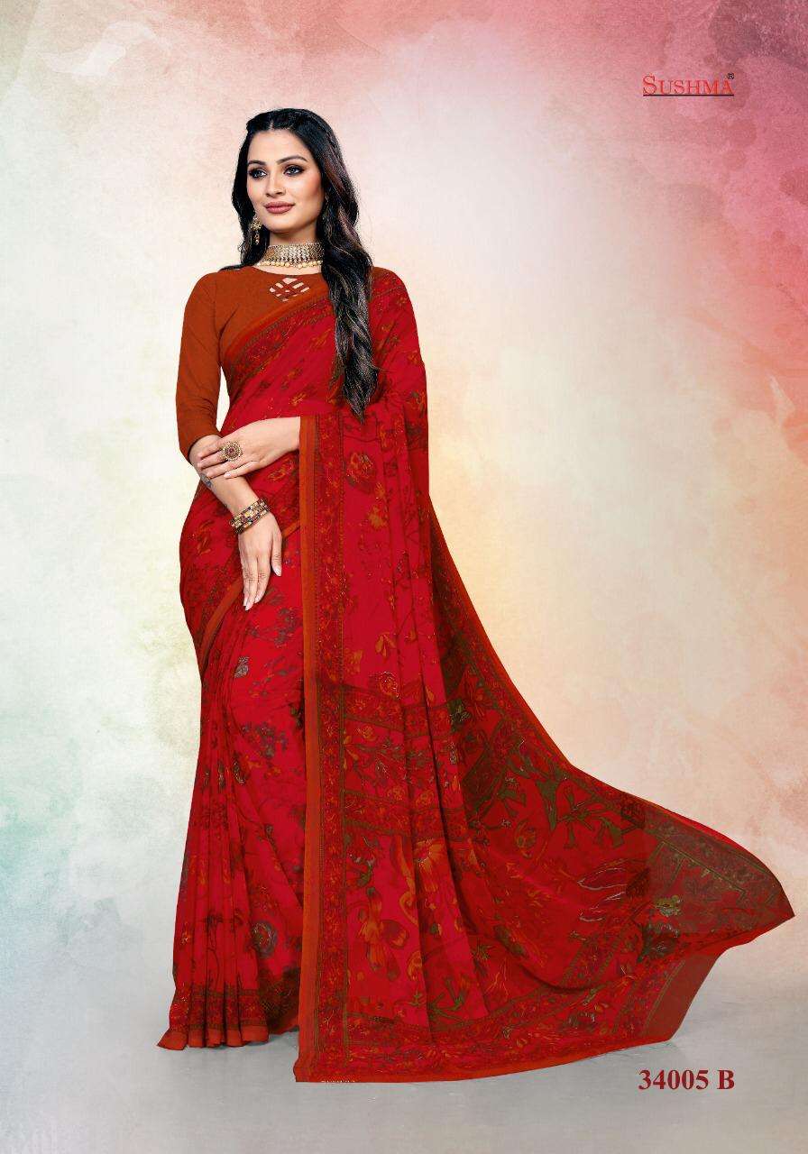 SILKY GEMS BY SUSHMA INDIAN TRADITIONAL WEAR COLLECTION BEAUTIFUL STYLISH FANCY COLORFUL PARTY WEAR & OCCASIONAL WEAR SILK GEORGETTE SAREES AT WHOLESALE PRICE