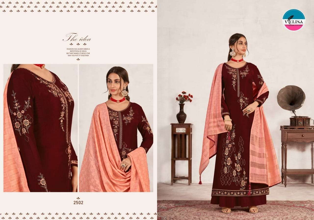 MAHI BY VELISA 2501 TO 2504 SERIES BEAUTIFUL SUITS COLORFUL STYLISH FANCY CASUAL WEAR & ETHNIC WEAR PURE SILK WITH WORK DRESSES AT WHOLESALE PRICE