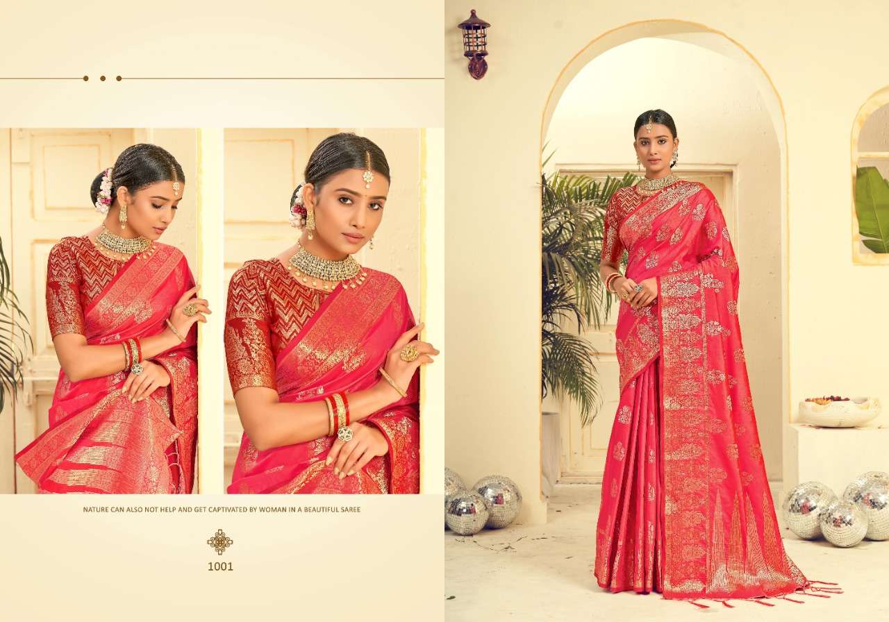 NALLINI VOL-3 BY SAROJ 1001 TO 1006 SERIES INDIAN TRADITIONAL WEAR COLLECTION BEAUTIFUL STYLISH FANCY COLORFUL PARTY WEAR & OCCASIONAL WEAR LICHI SILK SAREES AT WHOLESALE PRICE